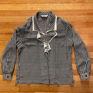 Marie Clemence Paris Vintage White Blouse 46 France Checkered Rare Thin 1970s